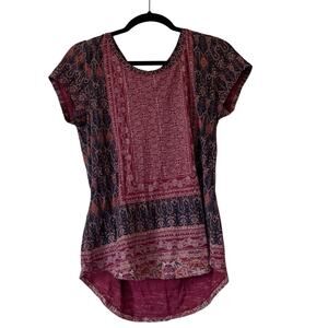 Lucky Brand Boho Print Casual Short Sleeve Tee Women’s Medium